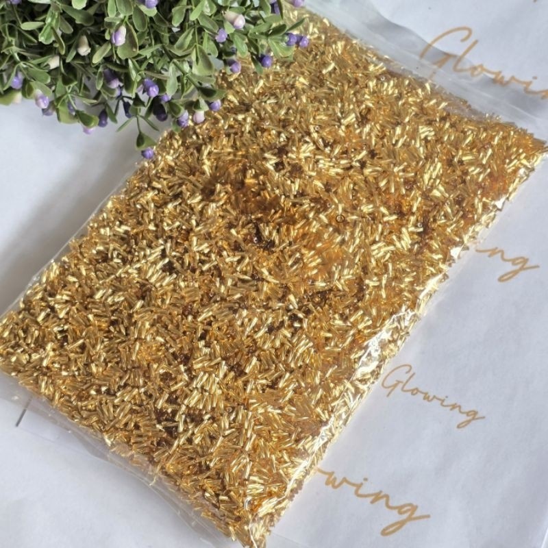 10 gram -GOLD #32 MOTE PAYET JEPANG seri warna GOLD ( payet pasir, bambu patah, payet bambu, bambu u