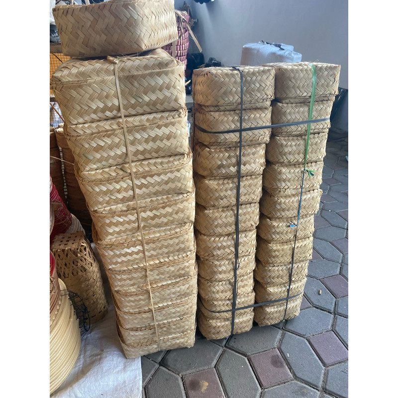 Besek Bambu 20x20 &18x18 Harga PerPcs Grosir Berkualitas / Box Catering Makanan |  Besek Bambu Handm