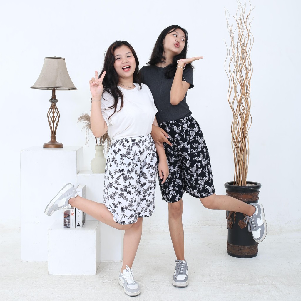 Celana Pendek Kulot Rayon Rumahan Untuk Santai Motif Lucu Bahan Rayon Viscose Premium