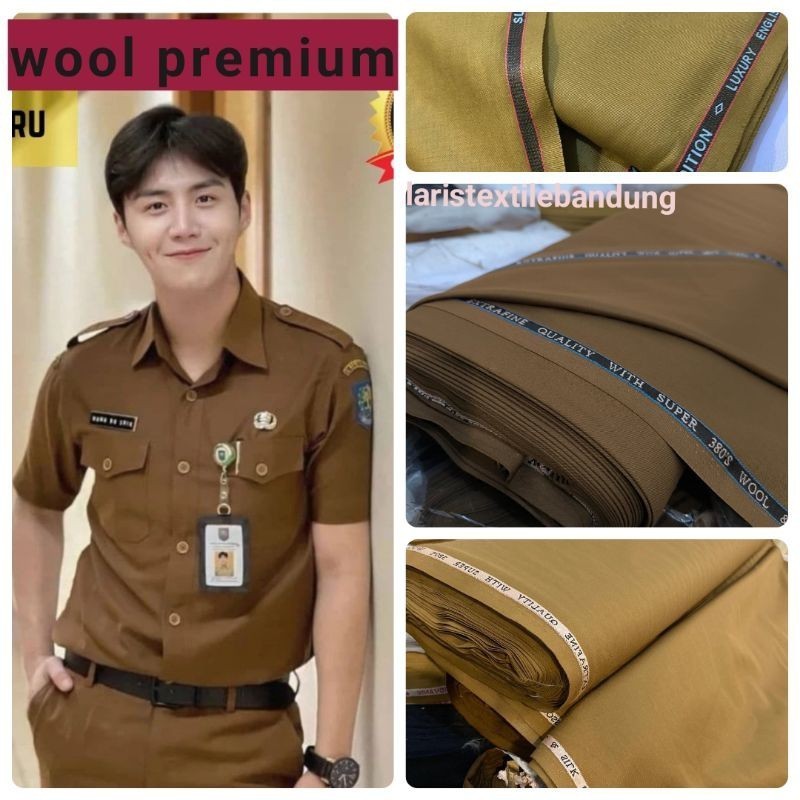 KAIN KHAKI PEMDA PREMIUM/DASAR BAJU PEMDA/WOOL SILK PREMIUM/pns/pdh murah/katun premium murah