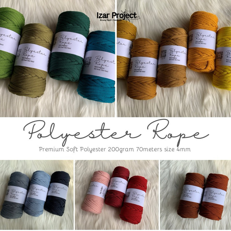 Benang Polyester Rope 4mm - Polyester Cord 4mm - Macrame Cord - Macrame Yarn - Tali Kur Pipih