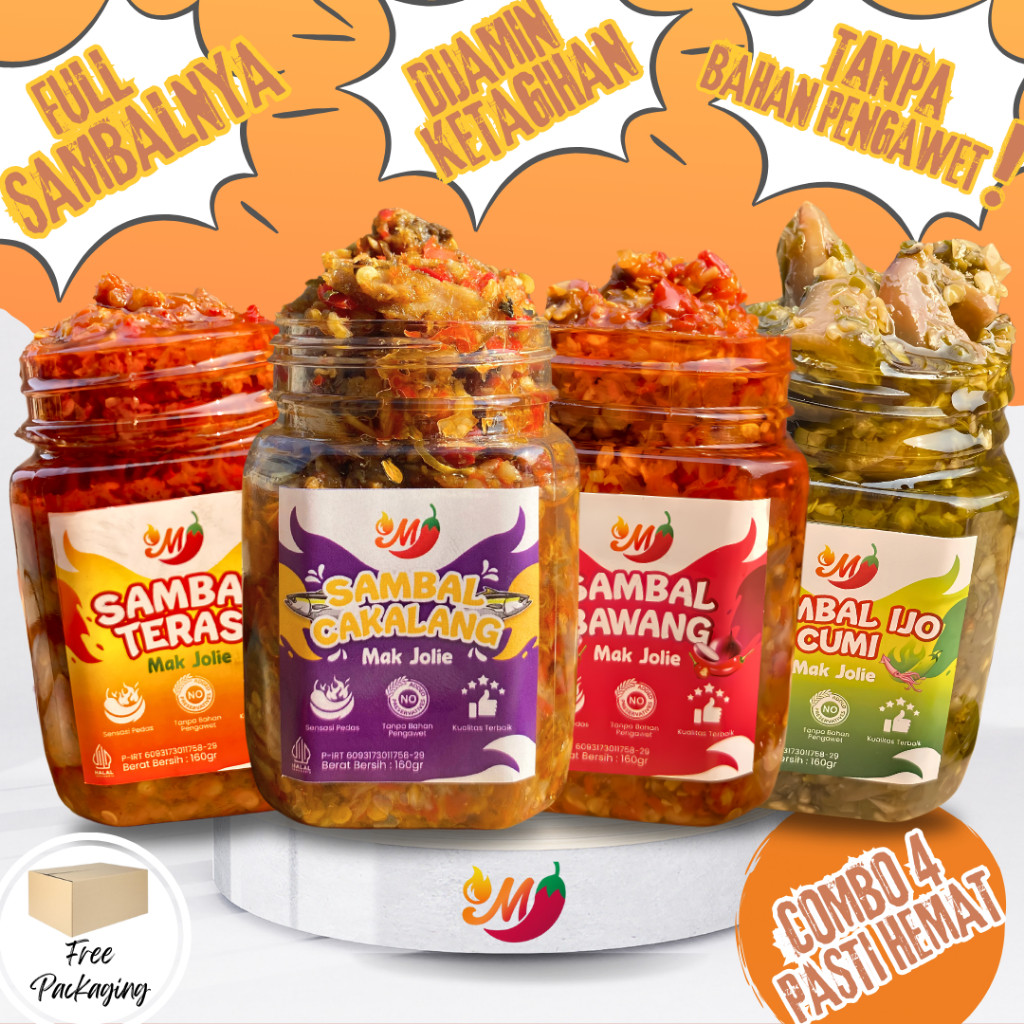 

TERMURAH ISI 4 Sambal Mak Jolie 160 GR COMBO 4 - Sambalbawang Sambalcumi Sambalterasi SambalCakalang