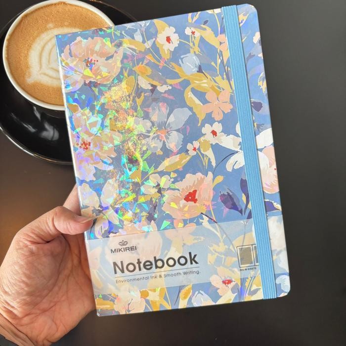 

READY A5 MIKIREI DIARY HOLOGRAM FLOWERS | JAPANESE DIARY BUKU JURNAL AESTHETIC - blue SIAP KIRIM
