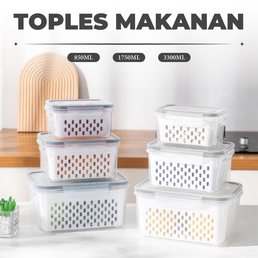 Kotak Penyimpanan Buah Sayur - Kotak Penyimpanan Kulkas - Tempat Sayuran Kulkas 1 Set