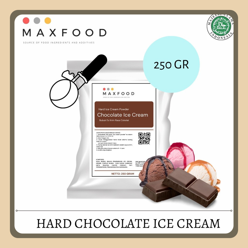 

MAXFOOD - Hard Chocolate Ice Cream / Bubuk Es Krim Rasa Cokelat 250 Gr