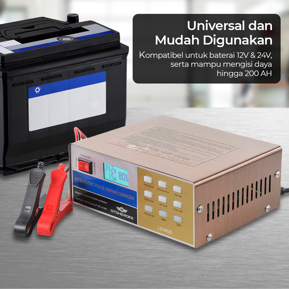OTOHEROES Charger Aki 12V 24V Pengisi Daya Aki Mobil Motor Pintar dan Aman