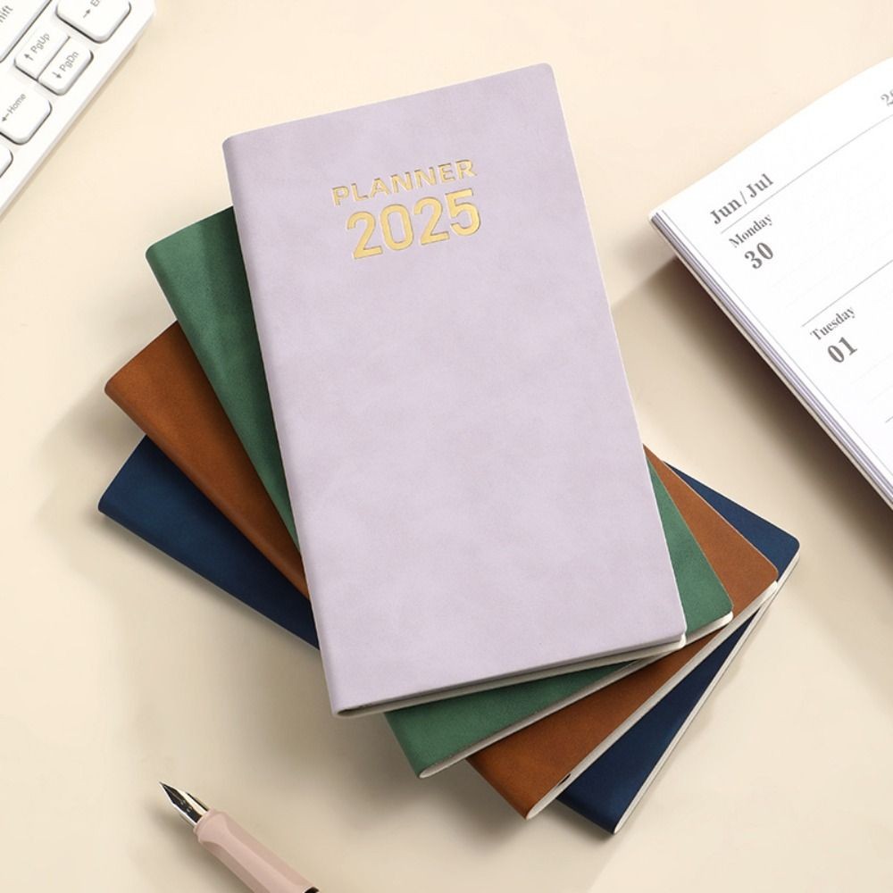

High Quality A6 2025 Agenda Book Pocket with Calendar Notebooks To Do List English Notepad School Office