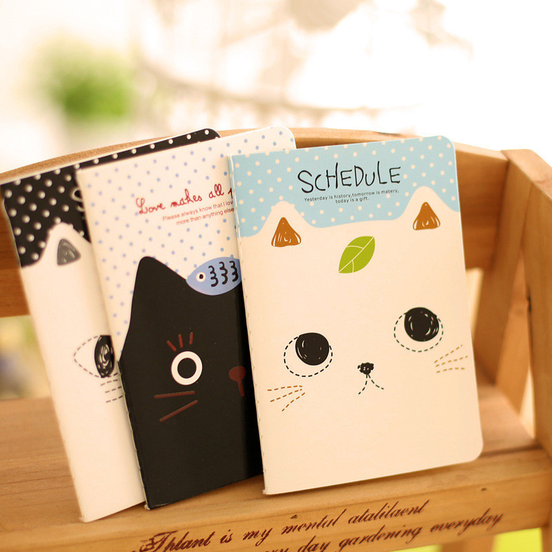 

Cute cat mini notebook Stitching Binding note book Portable planner memo stationery office accessories School supplies