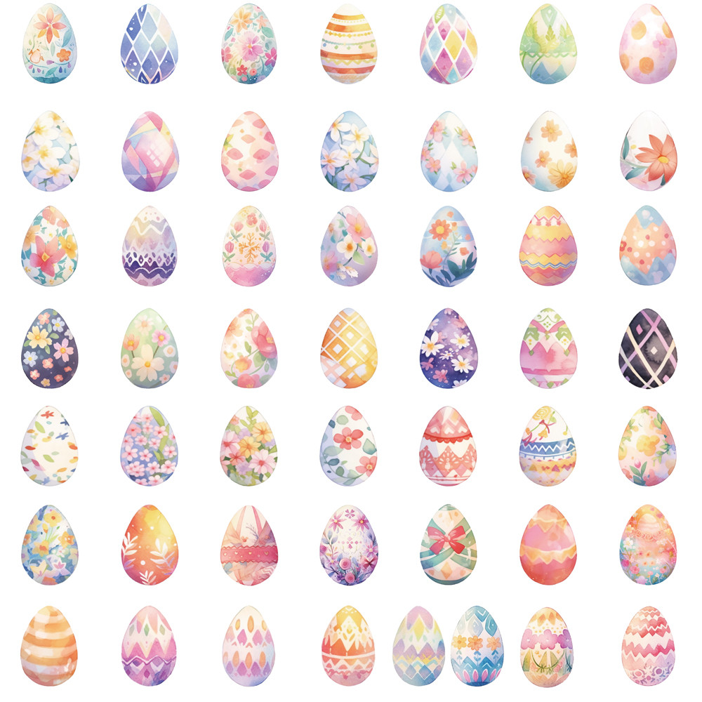

50PCS Cute Watercolor Easter Eggs Stickers Cartoon Easter Laptop Waterproof Luggage Scrapbook Skateboard Stationary Sticker