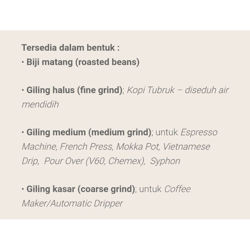 

JAMIN MURAH !!!KOPI AROMA MIX ARABIKA ROBUSTA 250GR ASLI KOFFIE PABRIK BANCEUY(BISA LANGSUNG ORDER)