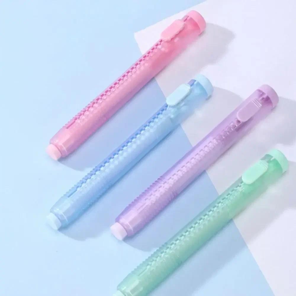 

1Pcs Core Replacement Pen Type Eraser With Refills Traceless Shape Press Eraser High Elasticity Dustless Retractable