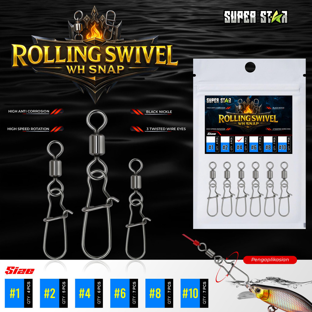 SNAP SWIVEL SUPERSTAR ROLLING SWIVEL WH SNAP KONEKTOR KILI KILI PANCING Victory Fishing