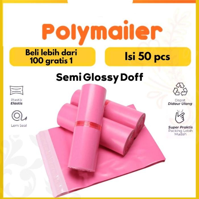 

(BIG SIZE) PLASTIK POLYMAILER 40x60 MURAH Glossy Semi Doft Packing Baju/packing Olshop Sudah Ada Perekatnya/ Isi 50 PCS - 40x60 pink