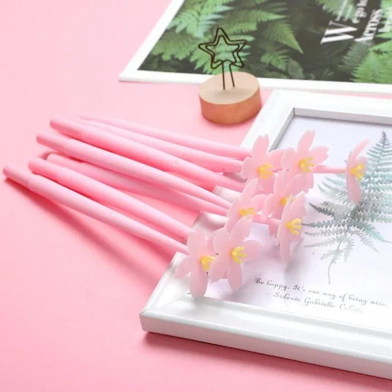 

1/3/5Pcs Silicone Pink Creative Cute Kawaii Sakura Flower Stationery Office Sool Supply Gel Pen Korea Black Ink