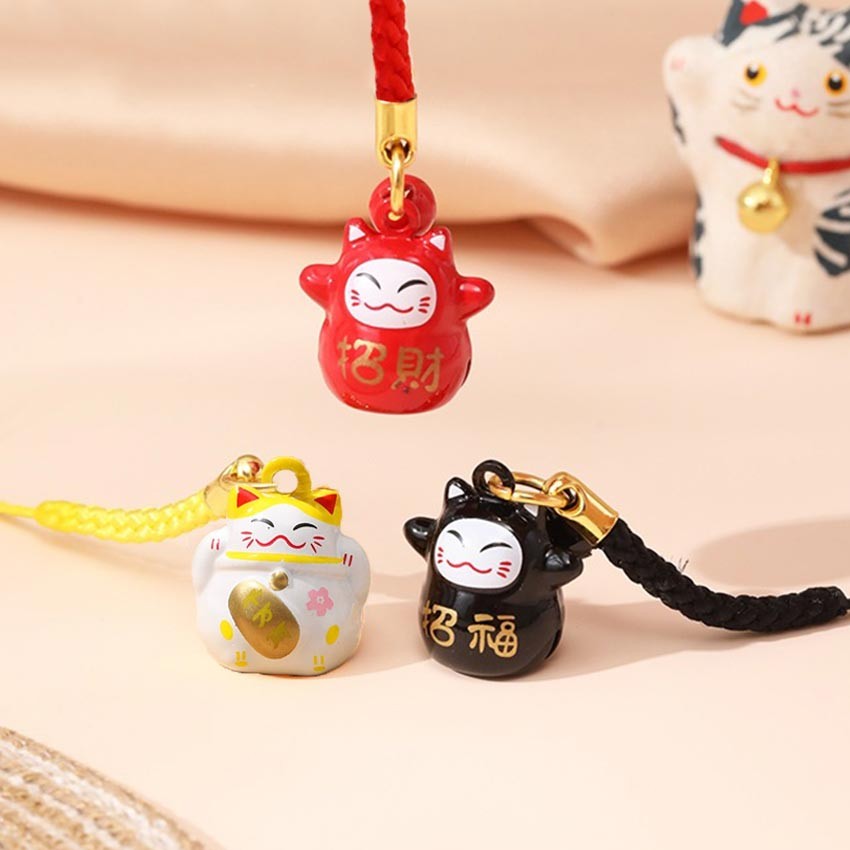 Gantungan Kunci Jepang Maneki Neko Souvenir Keychain Japan Kucing Hoki Lucky Cat
