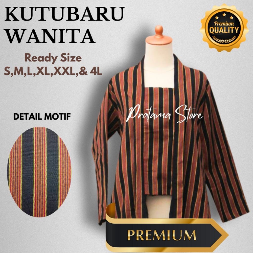 Ready Siap Kirim Baju Adat Jawa Lurik Kutubaru Wanita Dewasa Oversize S-4L Jumbo Baju Lurik Wanita K