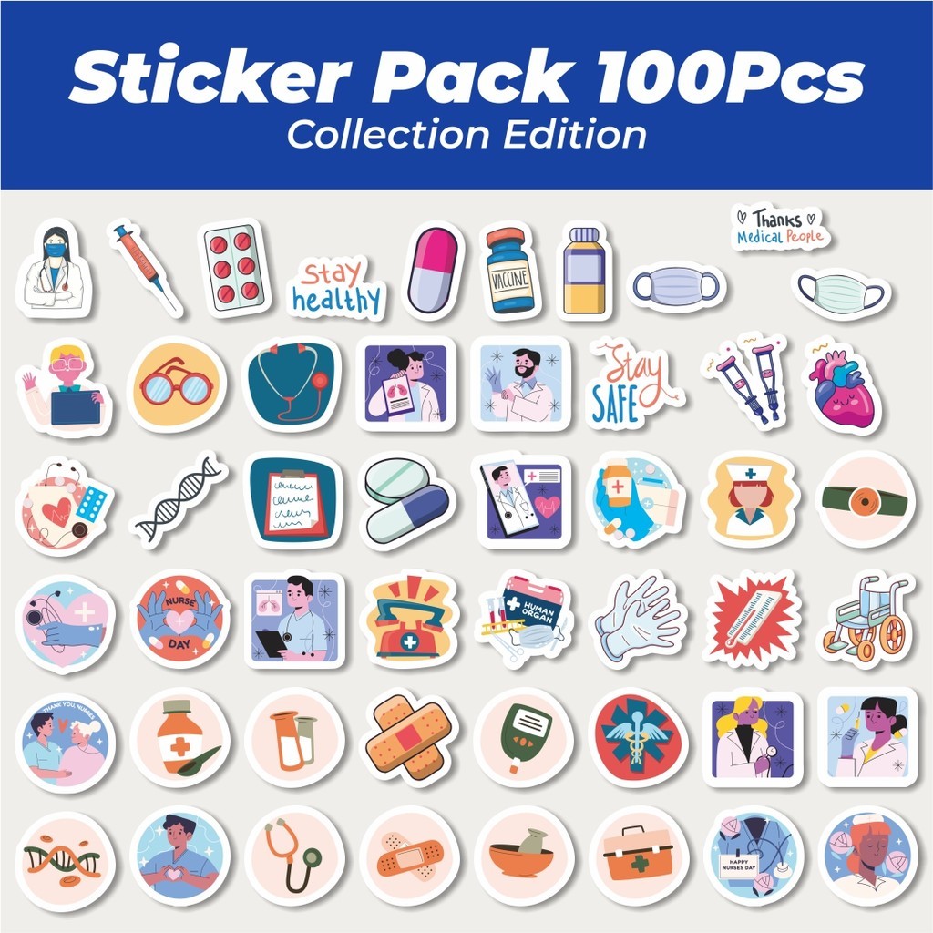 

Hot Sticker Kartun Alat Medis Dokter Sticker Lucu Anti Air Stikers Berperekat Waterproof Sticker Decal Buat Motor Helm Buku Journal Koper Casing HP Laptop Botol Minum