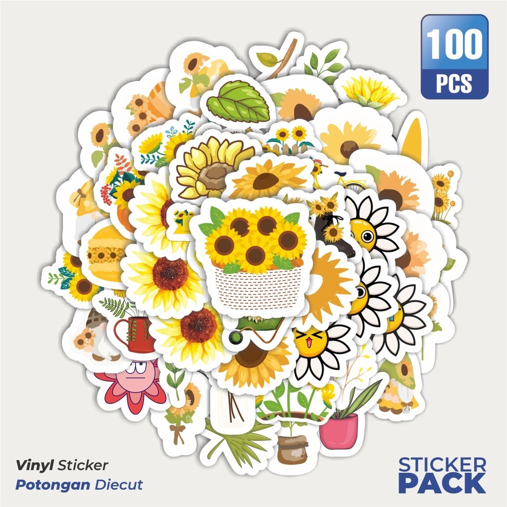 

Stiker Vinyl Sticker Kartun Bunga Aster Elemen Kawaii Waterproof Aesthetic- Untuk Laptop, Motor, dan Helm - Paper Stationery Pack
