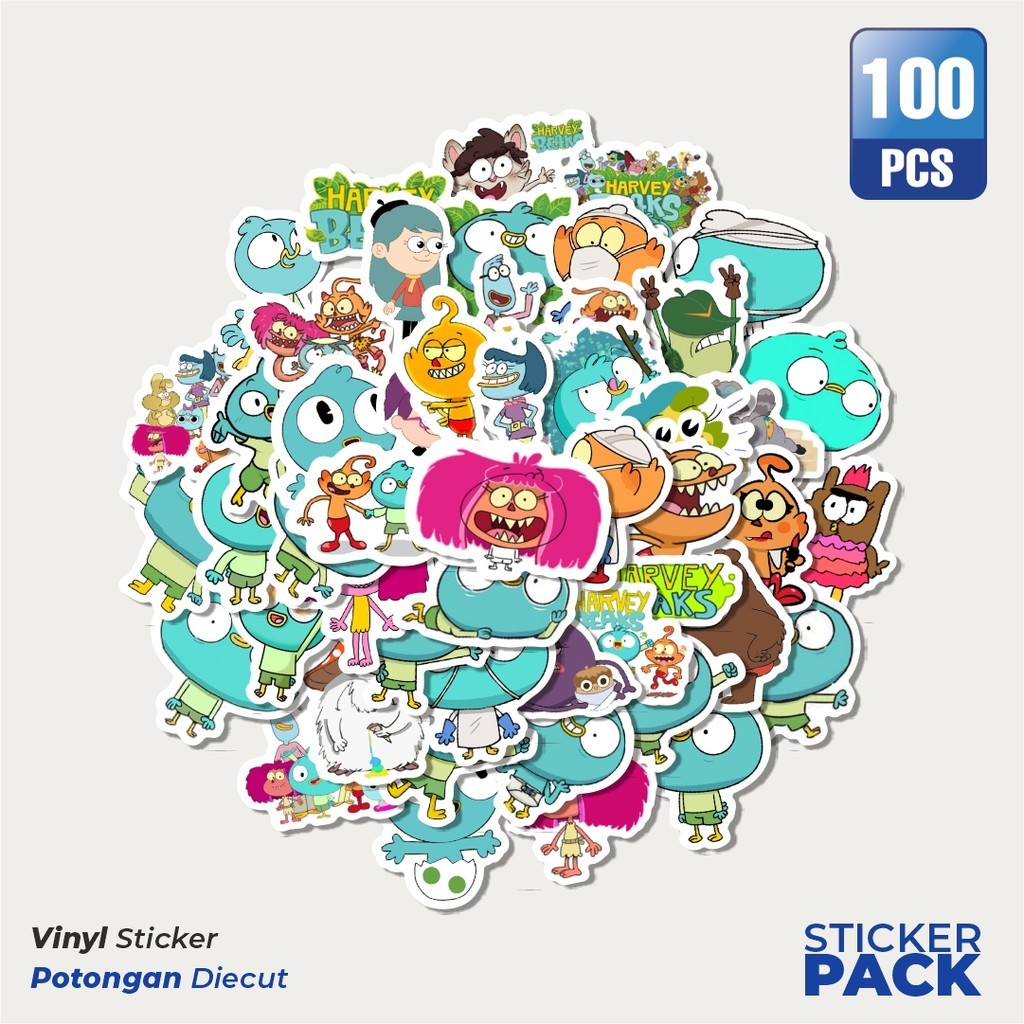 

100 PCS STIKER Kartun Harvey Beaks Waterproof Aesthetic- Untuk Laptop, Motor, dan Helm - Paper Stationery Pack