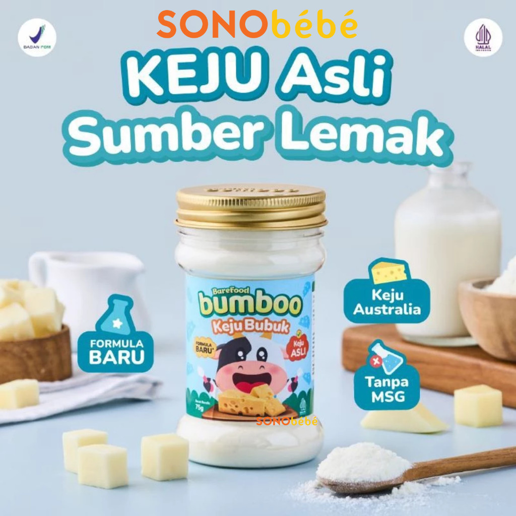 

BUMBOO Keju Bubuk Asli - Keju Anak - Sumber Lemak & Protein - Keju Cheddar Australia - Tanpa Pengawet - No MSG - Bahan Alami