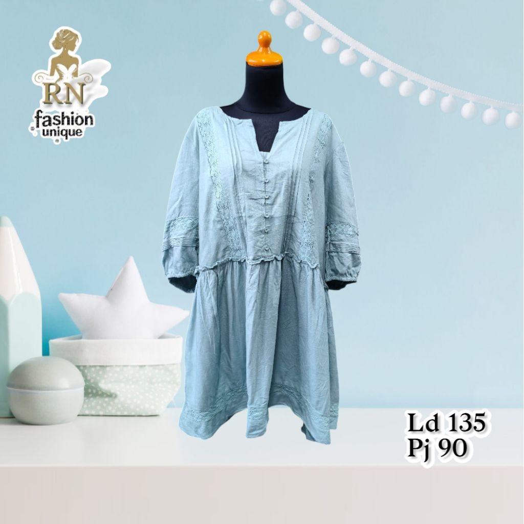 tunik preloved warna mint tangan balon