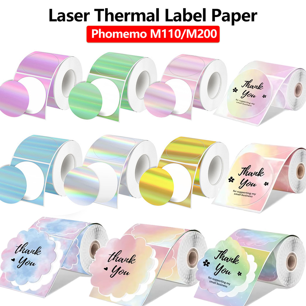 

50x50 Laser Transparent Thermal Adhesive Label Roll Compatible for Phomemo M110 M200 M120 M220 E210 P50 DETONG P1 Label Printer