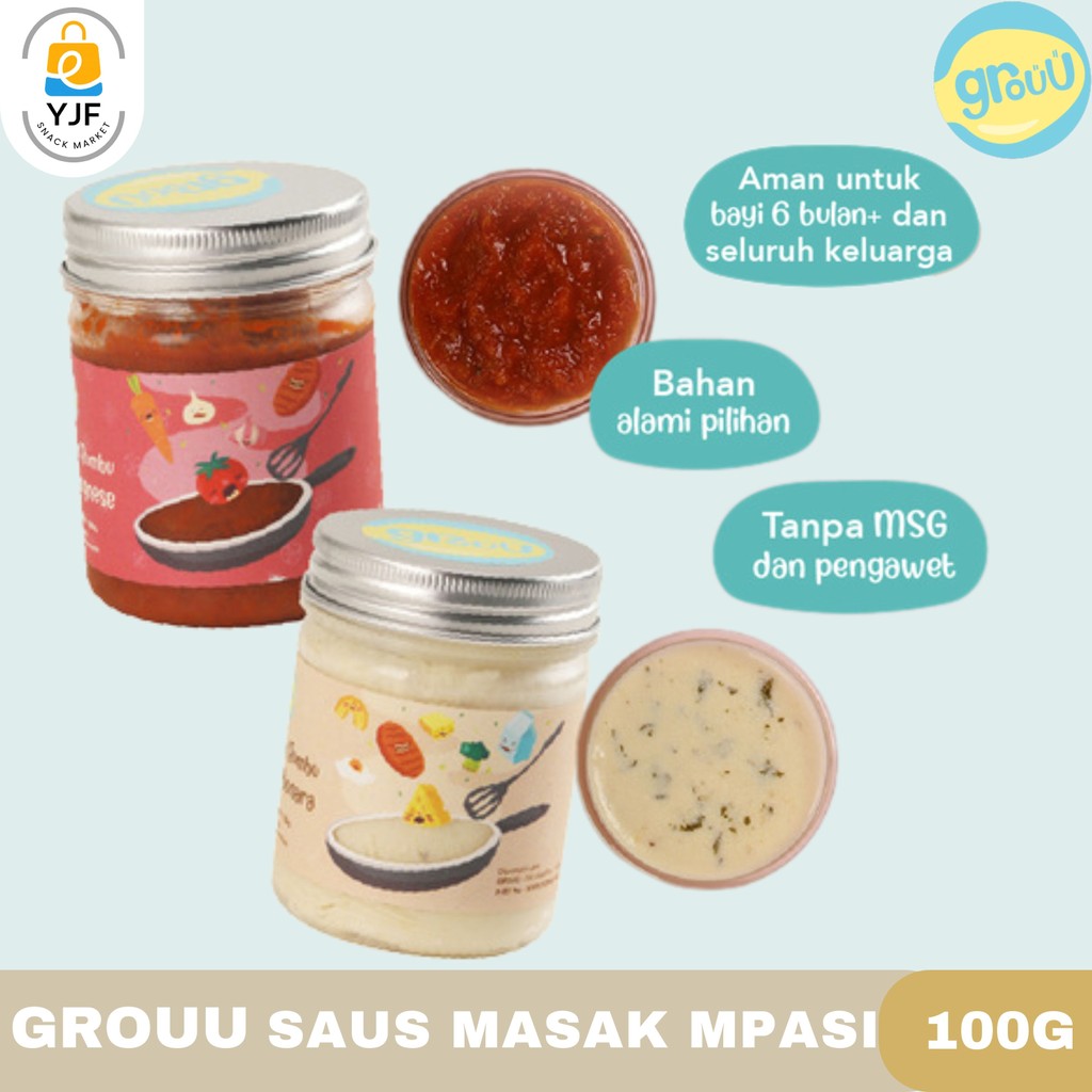

Grouu Saus Masak MPASI 100g / Bumbu Saus Bolognese / Bumbu Saus Carbonara / Refill (Pouch) / No MSG / Bumbu Alami / Untuk Anak