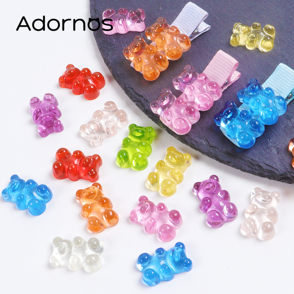 

18 Pcs Gummy Kawaii Accessories Bear Resin Art Charm Cute Crystal Bear DIY Phone Case Decoration Hair Pin Jewelry Craft Ornament