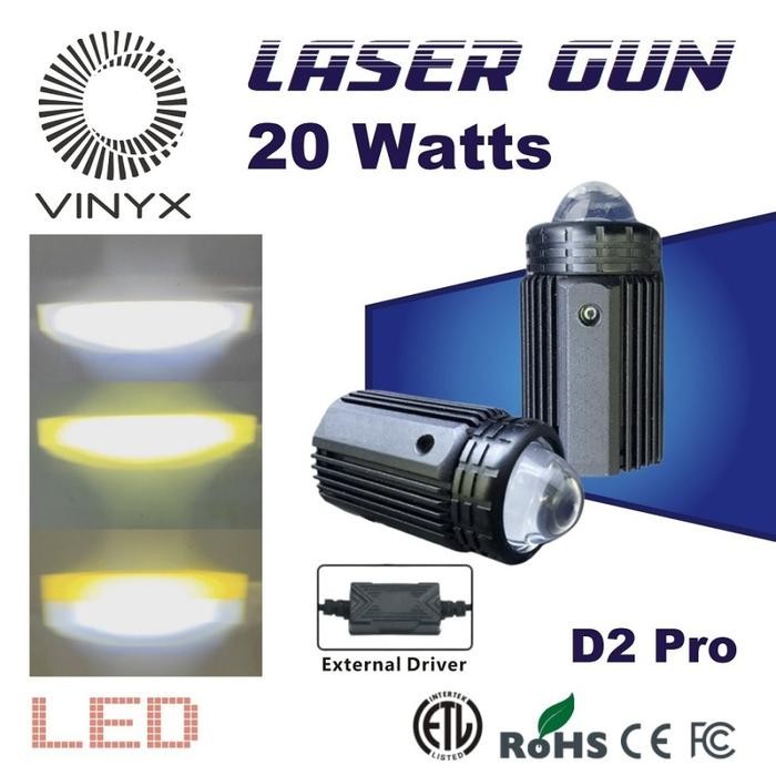 Lampu Sorot Tembak Laser Gun LED VINYX D2 Pro 20W Motor Mobil Lasergun Car Kendaraan - D2 Pro 20W, P