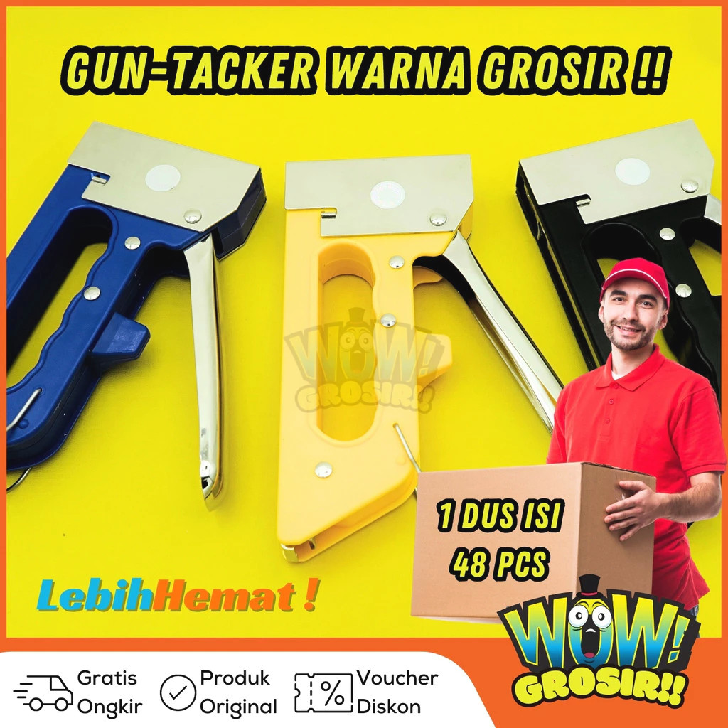 

WOWGROSIR Grosir 1 dus isi 48 PcsStaples Tembak Gun Tacker BOSSCO plastik + Isi atau Refil 13/8 Stapler Staples | Stepler Tembak BOSSCO | Stepler Gun BOSSCO | Stapler Tembak | Stapler Gun