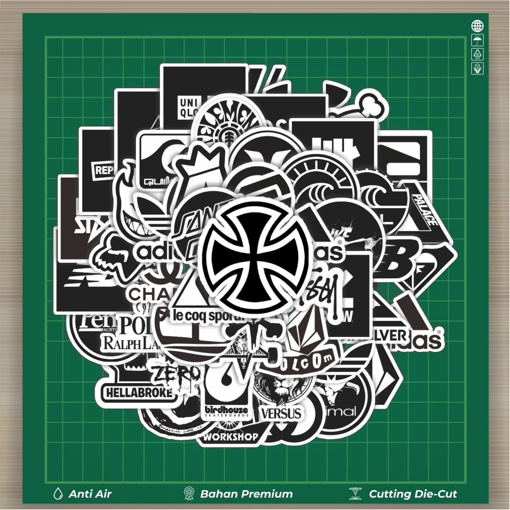 

HOT 50 PCS STIKER Stiker Random Logo Brand Black & White Versi 2 Stiker Fashion Cars Decal Dingin Kartu Album Custom Vinyl Anti Air- Sticker Aesthetic Buku Journal Koper Casing HP Tablet Laptop Helm Motor Botol Minum