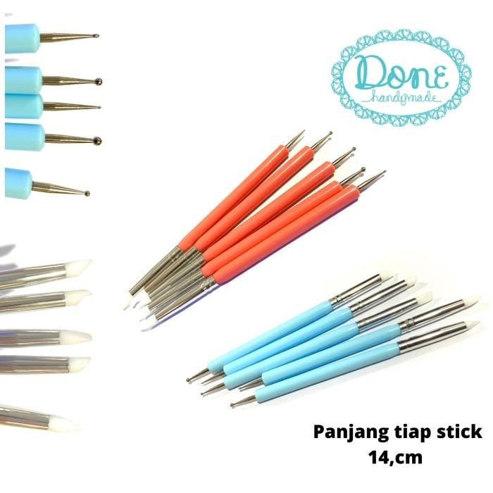 

done handymade Modelling tools dotting tools shapper tools alat clay nail art tools - Merah Red