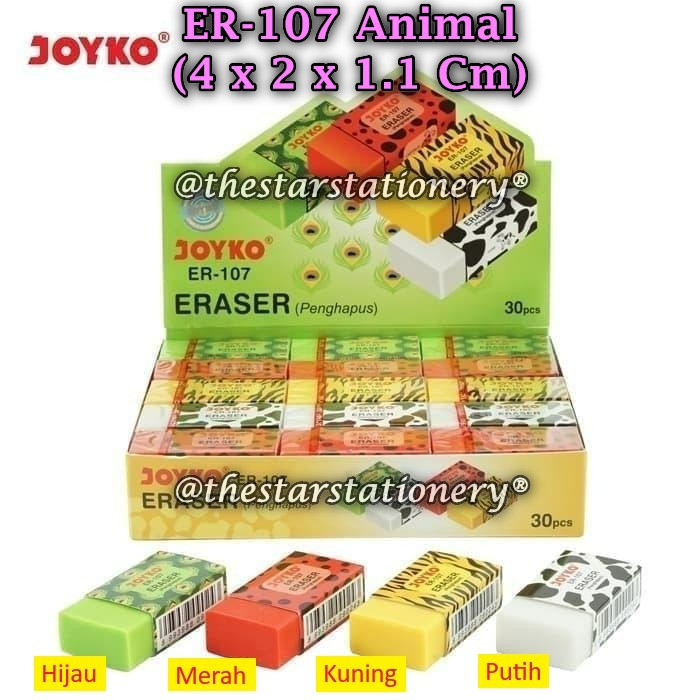 

(1 Pak/30) Penghapus JOYKO ER-107 Animal Eraser Joyko ER-107 Animal (Pak/30)CO