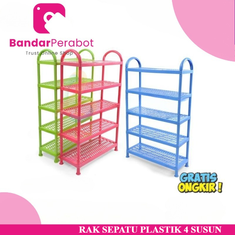Rak Sepatu Plastik Susun 4 / Rak Sepatu Susun Plastik Premium