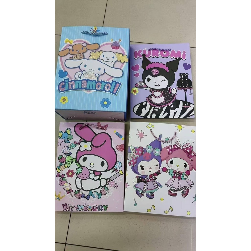 

Paper Bag Gift Cute Hadiah Premium 3d Silver Glitter Motif Sanrio Kuromi Melody Monroll - TD0640