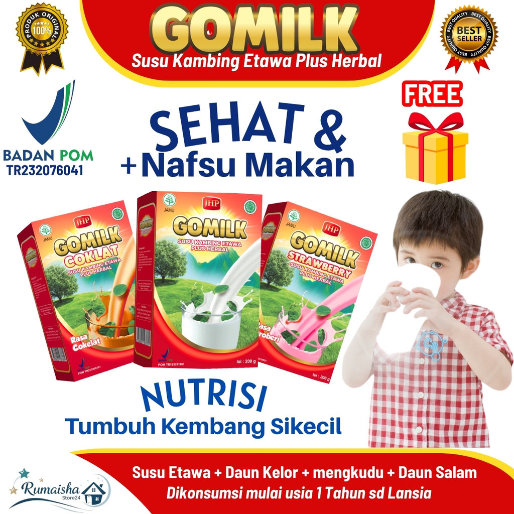 

Gomilk Susu Kambing Etawa 200gr – Tinggi Kalsium, Imun Booster, Aman untuk Lambung & Anak-anak