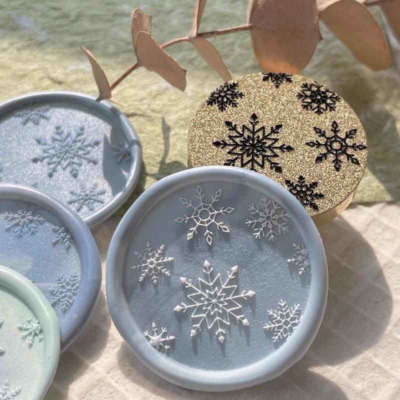 

25mm 3D Snowflake Wax Seal Stamp Copper Head Novelty Laser Relief Seal DIY Toy Invitation Scrapbook Envelope Sealing Decoration