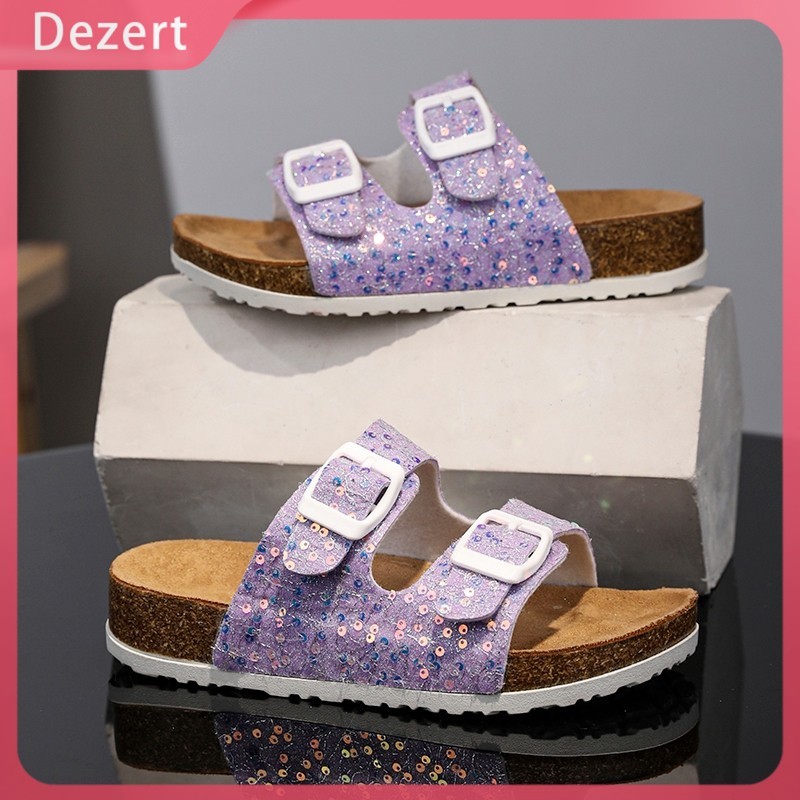 Dezert Sandal Anak Perempuan Dengan Dua Tali Dan Dua Gesper Sandal Musim Panas Anti-selip Untuk Dipa