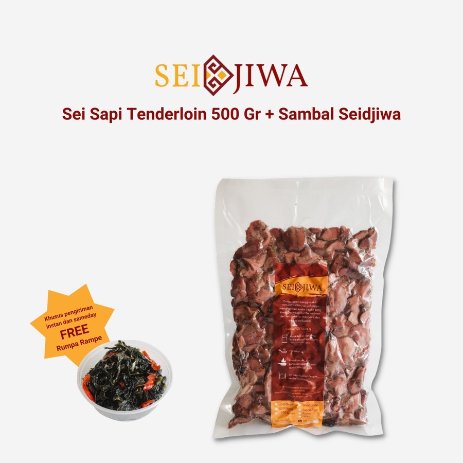

Sei Sapi Tenderloin ( Tidak Berlemak ) 500 Gram + Sambal Seidjiwa