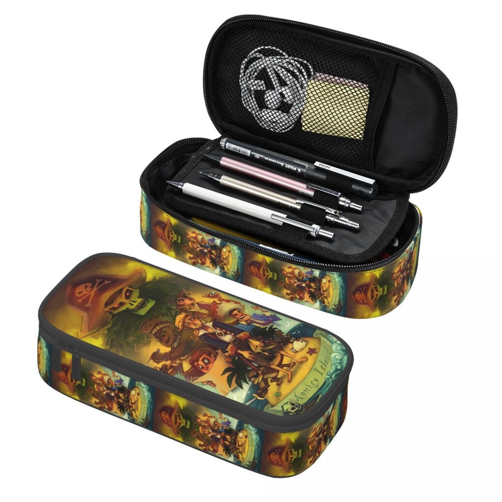 

Custom Monkey Island Kawaii Pencil Case Girls Boys Big Capacity Video Cartoon Games Pencil Bag Pouch Students Stationery