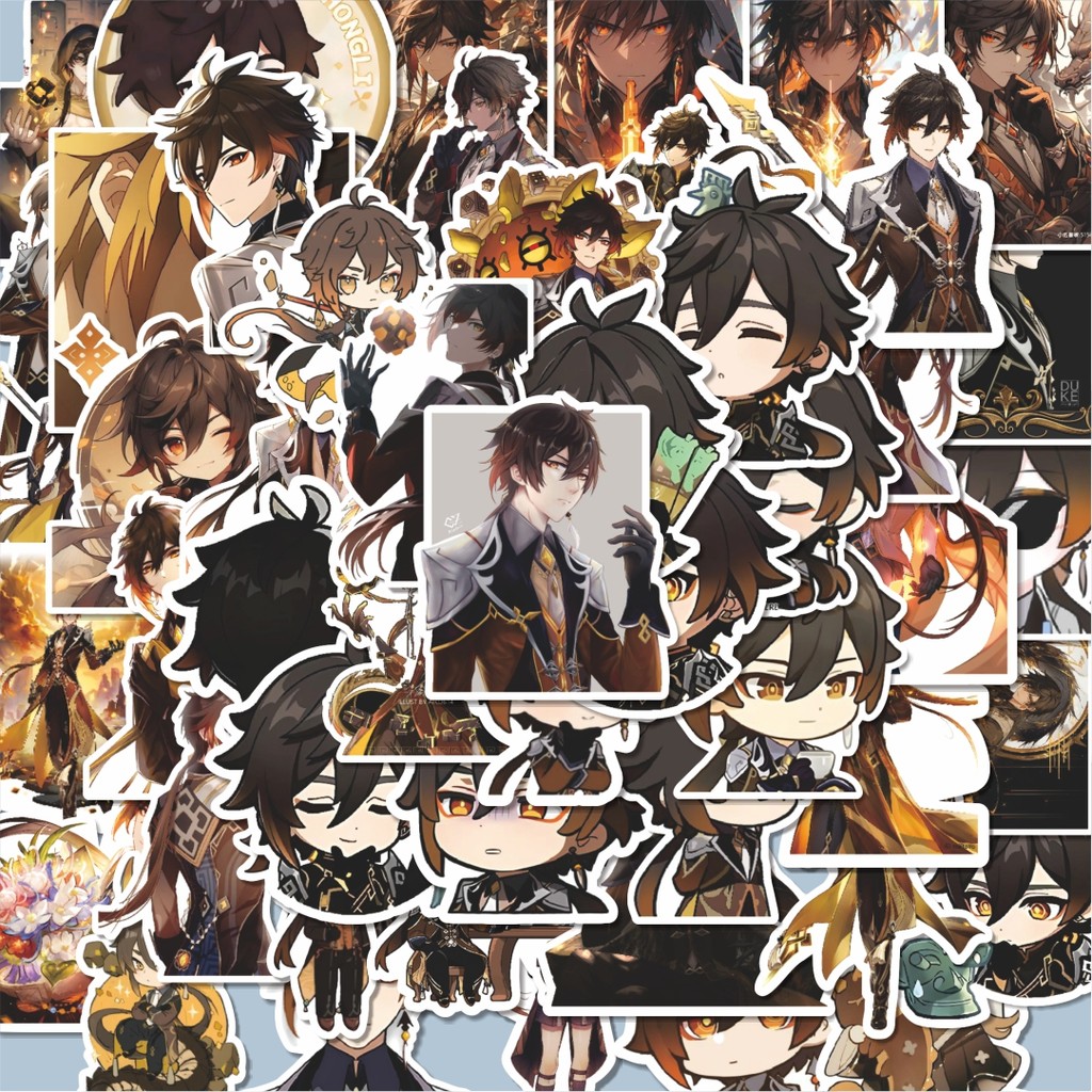 

100PCS Lucu Stiker Anime Genshin Impact Zhongli Q-1 Mini Diary Stiker Aesthetic Stiker Anti Air Stikers Berperekat Waterproof sticker decal buat Motor Helm Buku Journal Koper Casing HP Laptop Botol Minum Hadiah anak
