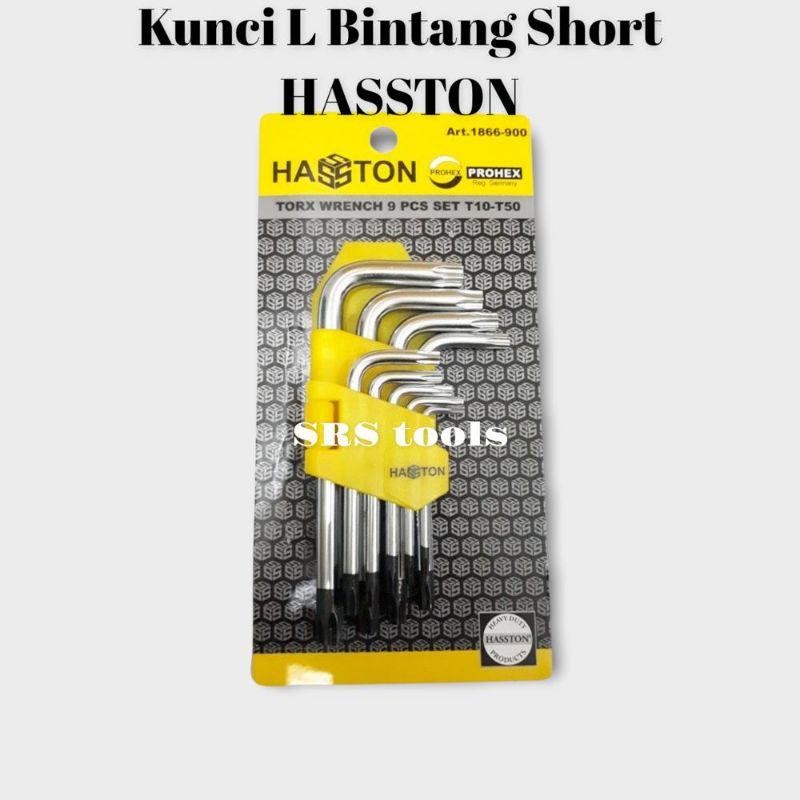 Kunci L bintang set 9pcs (T10-T50) Pendek 13cm Torx Key HASSTON (1866-900)