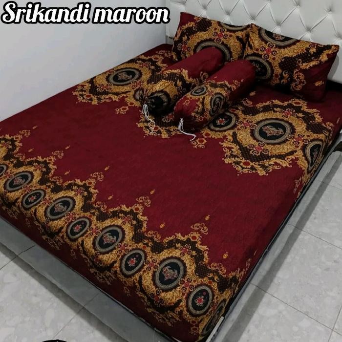 SPREI KARET SUDUT HOMEMADE SET SARBAN SARGUL MOTIF BATIK Sarung - srikandi maroon, 90x200x20