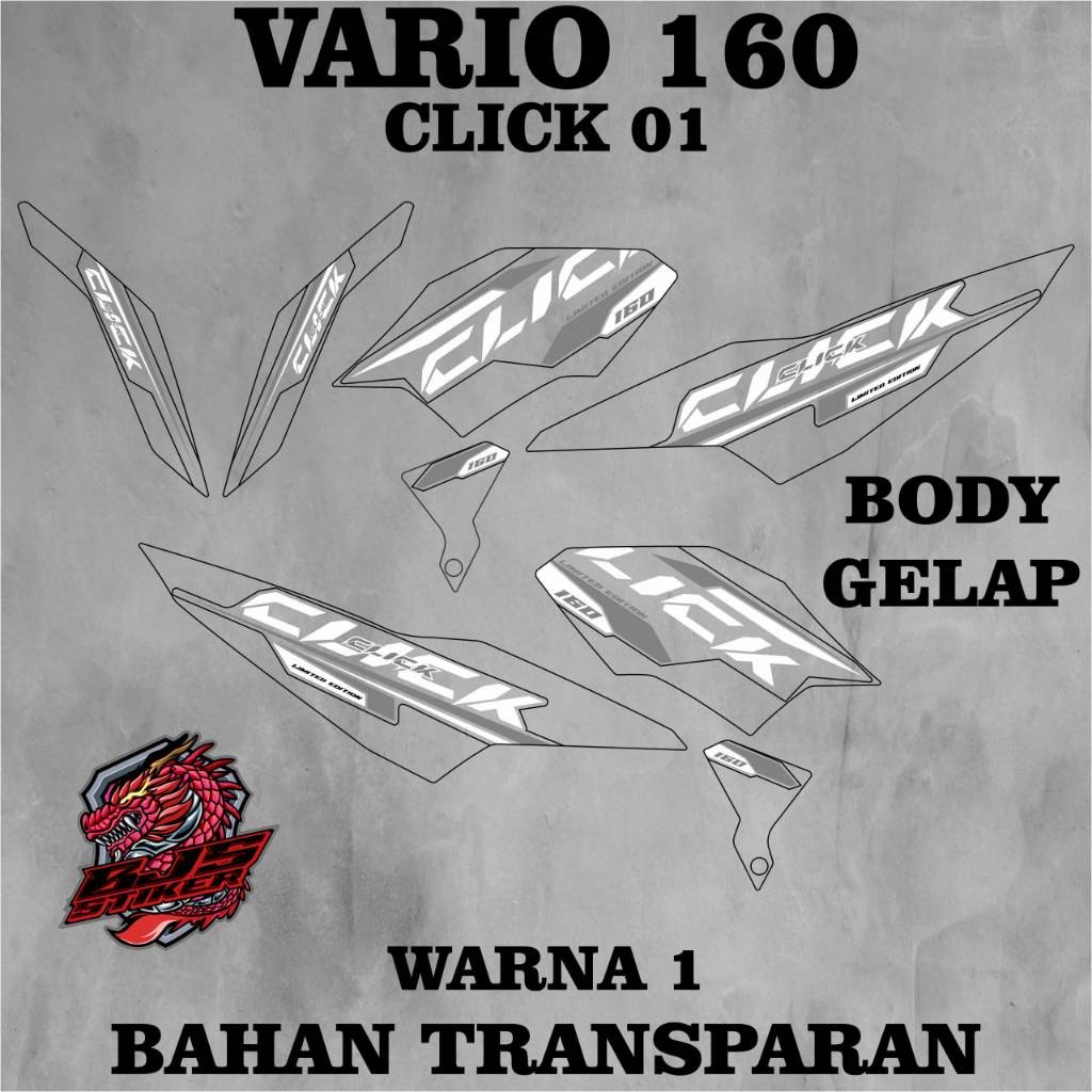 Stiker vario 160 - Decal Striping list TRANSPARAN UV VARIO 160 2023 click1 gelap