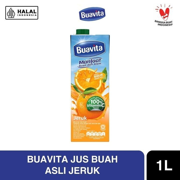 

Buavita Jus Buah Asli Jeruk 1000 Ml - Jus Jeruk, Orange Juice, Mengandung Vitamin C
