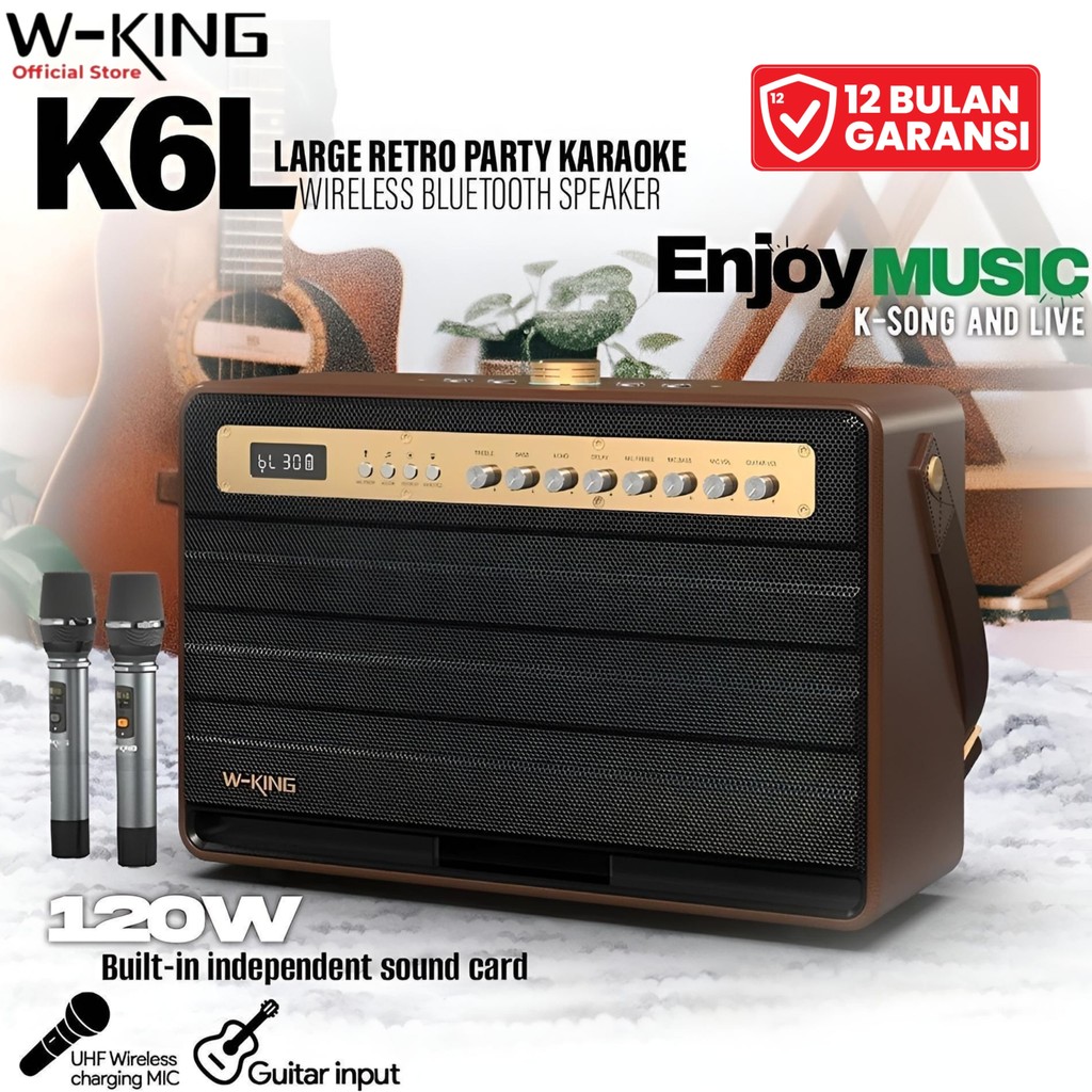 WKING Speaker Bluetooth Karaoke Party Box Portable K6L 2 Mic Wireless TWS