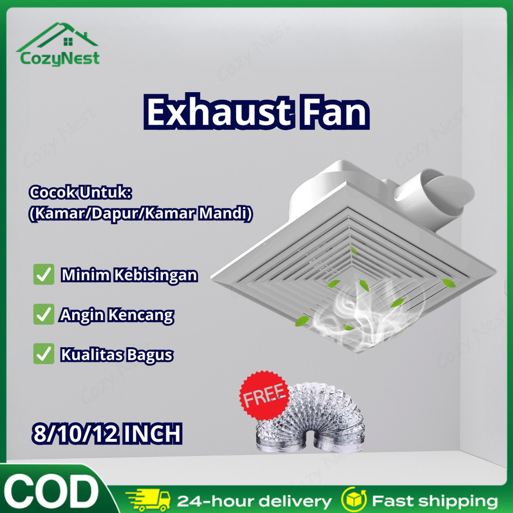 Ducting Exhaust Fan Plafon 12 Inch Kipas Blower Exhaust Plafon 8 Inch/10 Inch Kipas Angin Hisap Plaf