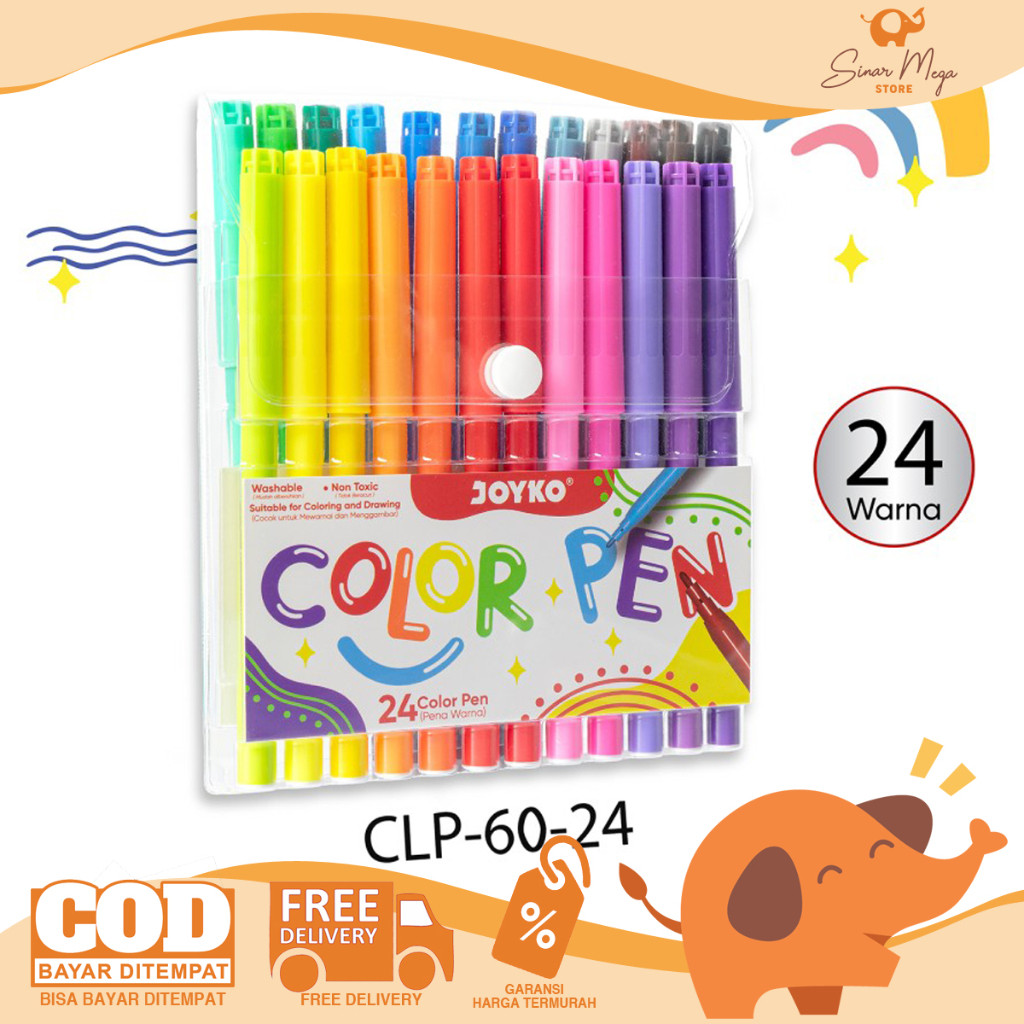 

Joyko Color Pen CLP-60-24 Set 24 Warna / Pulpen Pena Color