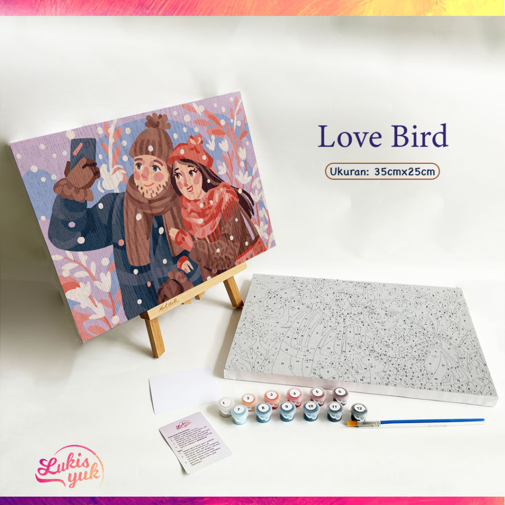 

COD Love Bird - Paint by Numbers Kit - 35x25cm - Cat Akrilik - Kanvas Lukis - by LukisYuk