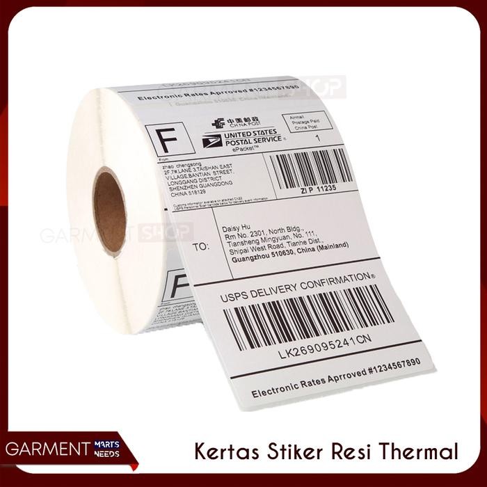 

[Produk Baru Berkualitas Garansi] Kertas Label Thermal Resi Pengiriman Stiker Barcode 100x150 mm isi 250 pcs - Roll Paling Laris
